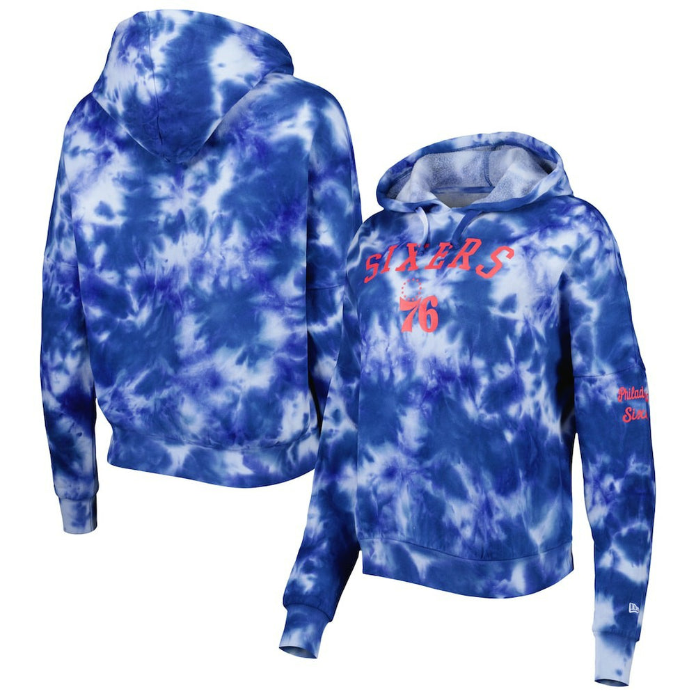 Philadelphia 76ers Women's Brushed Cotton Tie-Dye Pullover Hoodie - Royal | New Era discount