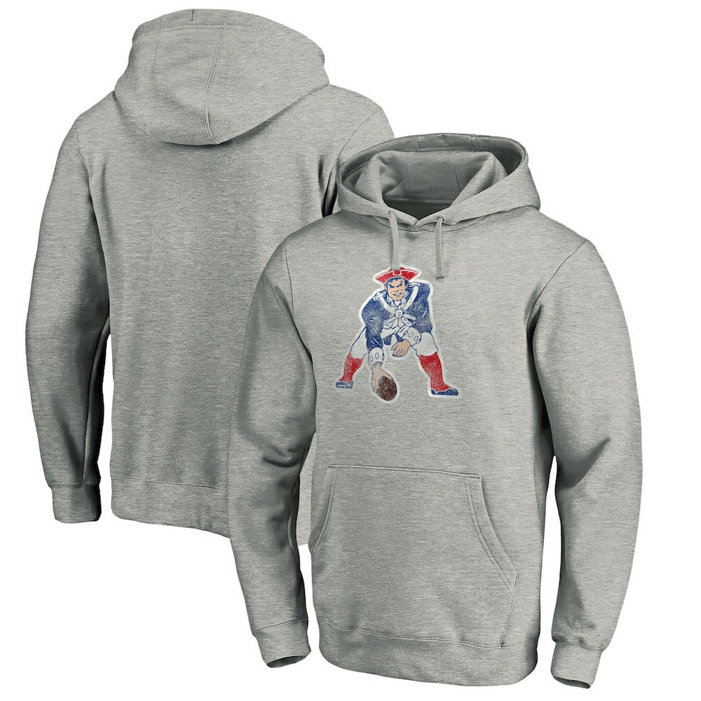 New England Patriots Throwback Logo Pullover Hoodie - Heathered Gray cheap