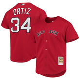 David Ortiz Boston Red Sox Cooperstown Collection Mesh Batting Practice Button-Up Jersey - Red | Mitchell & Ness