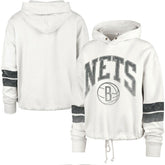 Brooklyn Nets '47 Women's Emerson Stripe Cropped Pullover Hoodie - Cream | 47 brand discount