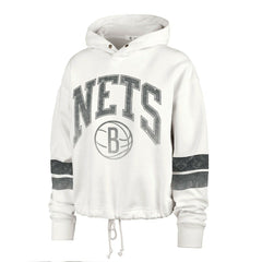 Brooklyn Nets '47 Women's Emerson Stripe Cropped Pullover Hoodie - Cream | 47 brand discount
