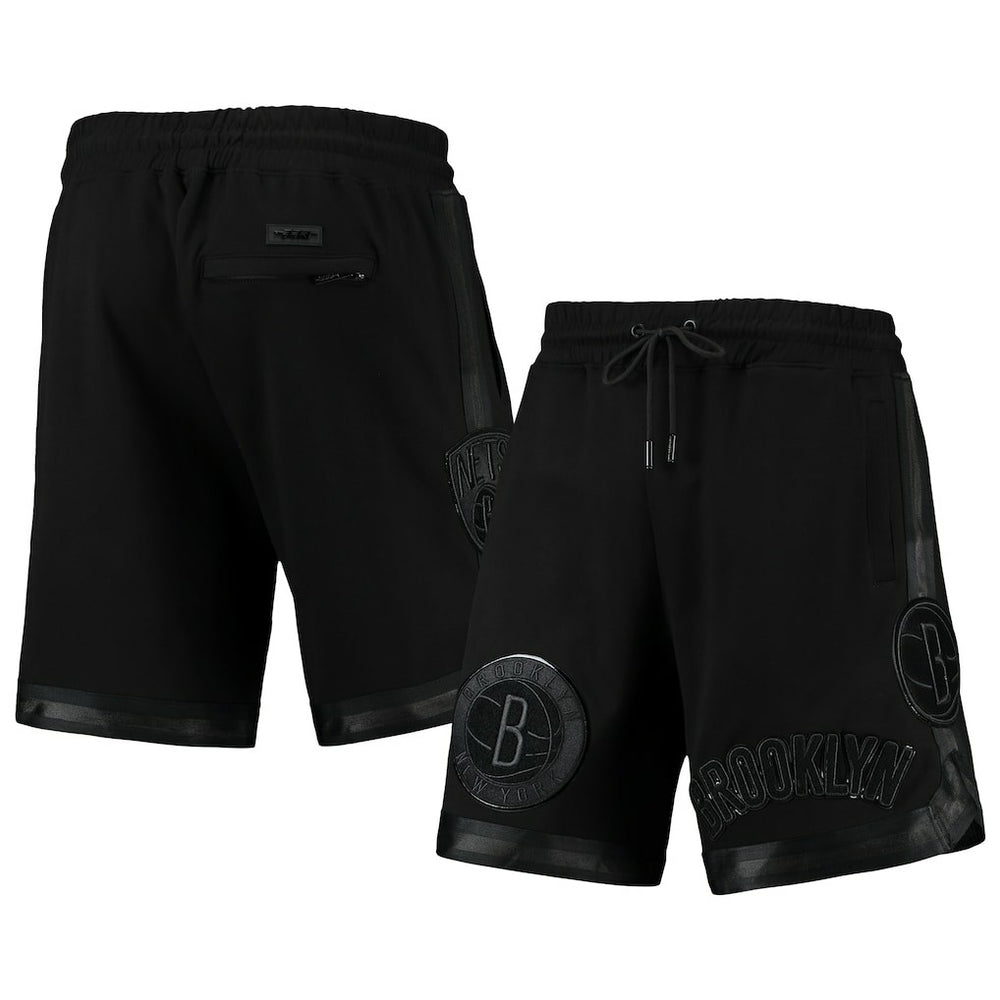 Brooklyn Nets Pro Standard Triple Black Gloss Logo Shorts for sale