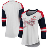 Minnesota Twins Touch Women's Base Runner 3/4-Sleeve V-Neck T-Shirt - White/Red