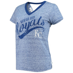 Kansas City Royals Touch Women's Hail Mary Back Wrap Space-Dye V-Neck T-Shirt - Royal