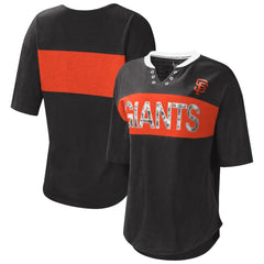 San Francisco Giants Touch Women's Lead Off Notch Neck T-Shirt - Black/Orange