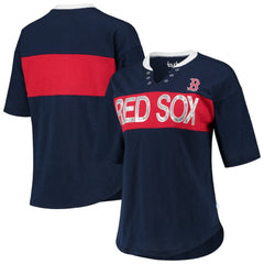 Boston Red Sox Touch Women's Lead Off Notch Neck T-Shirt - Navy/Red
