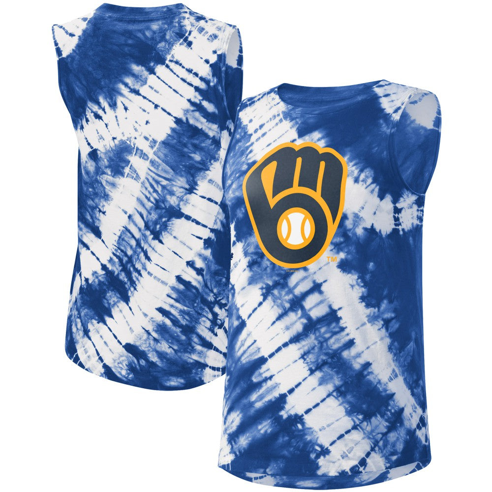 Milwaukee Brewers Touch Women's Money Ball Tie-Dye Tank Top - Blue