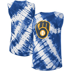 Milwaukee Brewers Touch Women's Money Ball Tie-Dye Tank Top - Blue