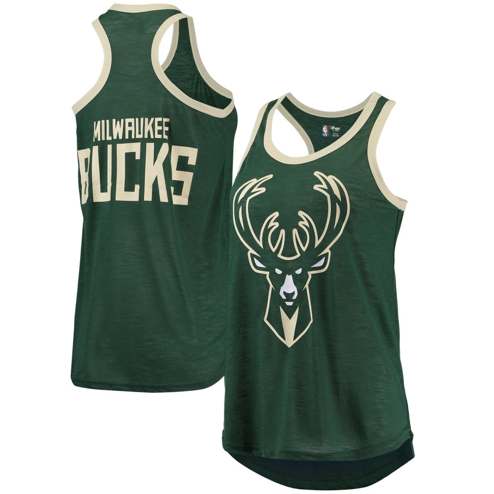 Milwaukee Bucks G-III Sports by Carl Banks Women's Showdown Scoop-Neck Racerback Tank Top - Hunter Green for sale