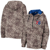 Philadelphia 76ers DKNY Sport Women's Gabriella Windbreaker Half-Zip Hoodie - Leopard on sale