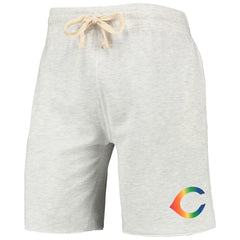 Cincinnati Reds Concepts Sport Mainstream Logo Terry Tri-Blend Shorts - Oatmeal