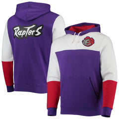 Toronto Raptors Hardwood Classics Fusion 2.0 Colorblock Pullover Hoodie - Purple | Mitchell & Ness for sale