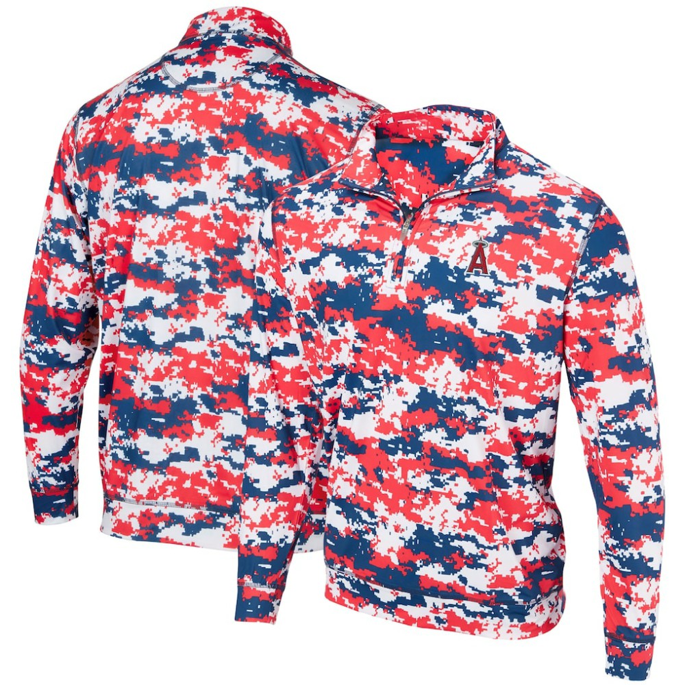 Los Angeles Angels Digital Camo Performance Quarter-Zip Pullover Jacket - Red