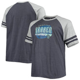 Seattle Kraken Big & Tall Raglan T-Shirt Heathered Deep Sea Blue
