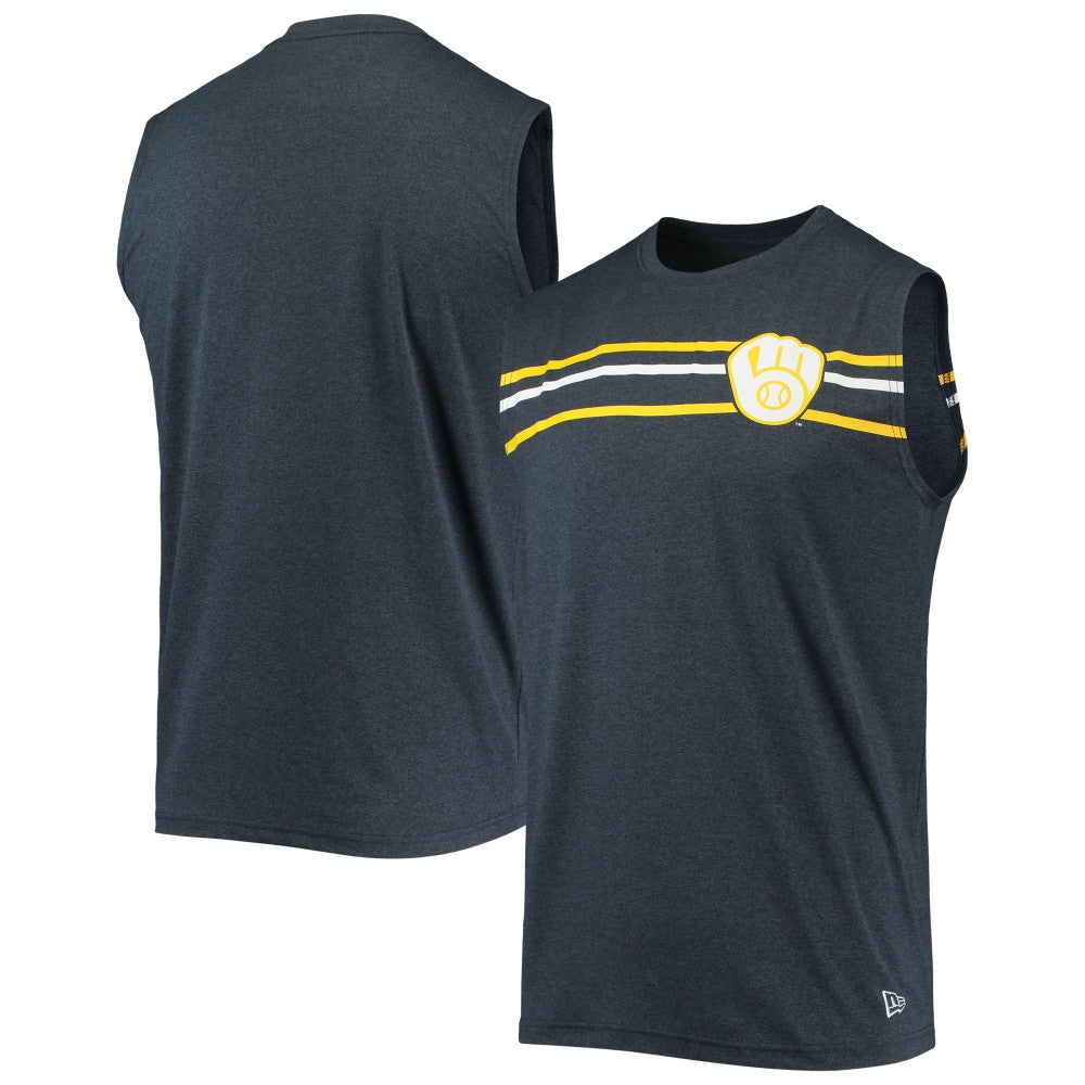 Milwaukee Brewers Muscle Tank Top - Heathered Navy | New Era