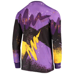 Los Angeles Lakers Hardwood Classics Hyper Hoops Moto Sublimated Long Sleeve T-Shirt - Purple | Mitchell & Ness on sale