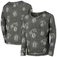 Brooklyn Nets Girls Youth Back in Action Long Sleeve T-Shirt - Heathered Black on sale
