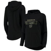 Washington Nationals Levelwear Women's Vivid Scuba Neck Pullover Hoodie - Black