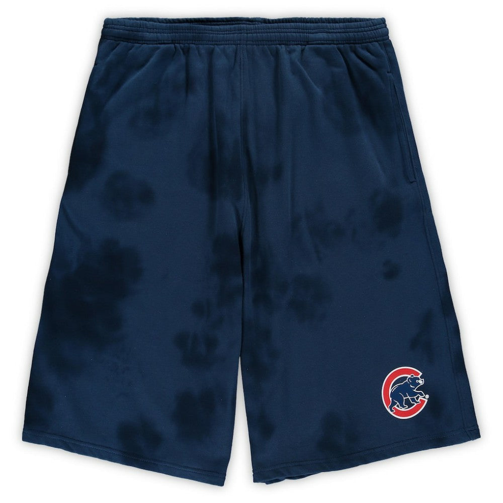 Chicago Cubs Big & Tall Tye Dye Fleece Shorts - Navy