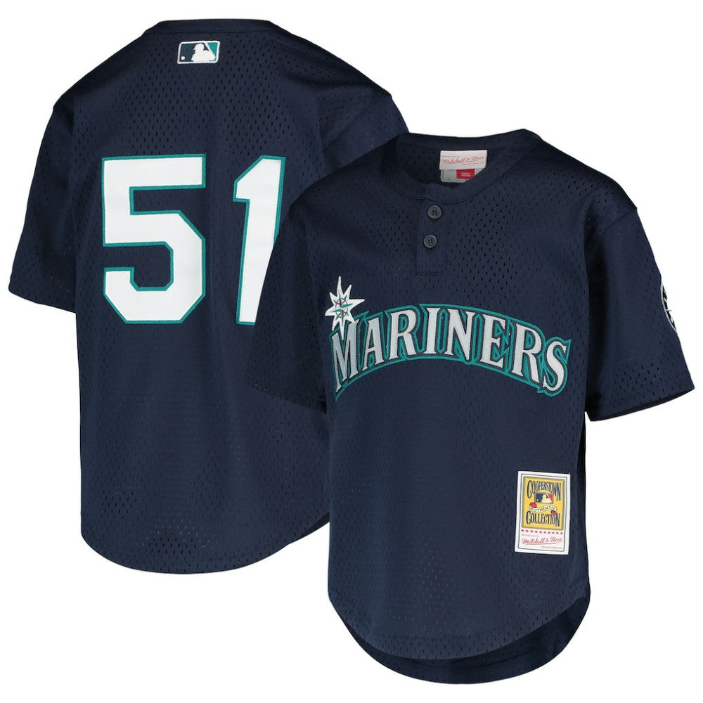 Ichiro Suzuki Seattle Mariners Youth Cooperstown Collection Mesh Batting Practice Jersey - Navy | Mitchell & Ness