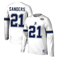 Deion Sanders Dallas Cowboys Retired Player Name & Number Long Sleeve Top - White sale