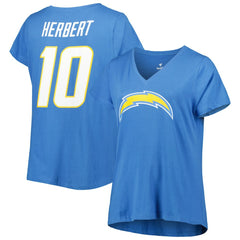 Justin Herbert Los Angeles Chargers Women's Plus Size Name & Number V-Neck T-Shirt - Powder Blue outlet