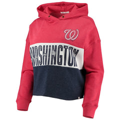 Washington Nationals Women's Lizzy Cropped Pullover Hoodie - Heathered Red/Heathered Navy | 47 brand