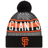 San Francisco Giants Striped Cuffed Knit Hat with Pom - Black | New Era