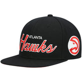 Atlanta Hawks Hardwood Classics Script 2.0 Snapback Hat - Black | Mitchell & Ness for sale