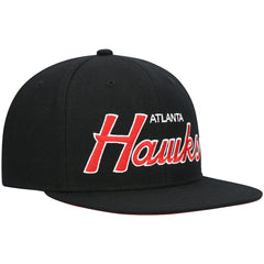 Atlanta Hawks Hardwood Classics Script 2.0 Snapback Hat - Black | Mitchell & Ness for sale