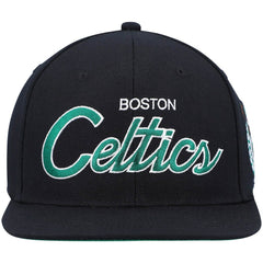 Boston Celtics Hardwood Classics Script 2.0 Snapback Hat - Black | Mitchell & Ness on sale