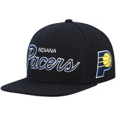 Indiana Pacers Hardwood Classics Script 2.0 Snapback Hat - Black | Mitchell & Ness cheap