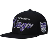 Sacramento Kings Hardwood Classics Script 2.0 Snapback Hat - Black | Mitchell & Ness outlet