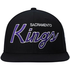 Sacramento Kings Hardwood Classics Script 2.0 Snapback Hat - Black | Mitchell & Ness outlet
