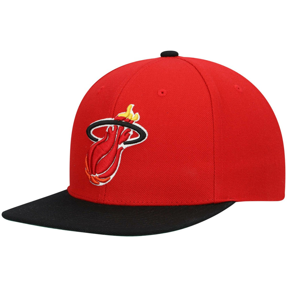 Miami Heat Hardwood Classics Team Two-Tone 2.0 Snapback Hat - Red/Black | Mitchell & Ness cheap
