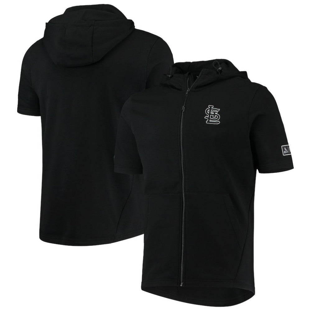 St. Louis Cardinals Levelwear Recruit Short Sleeve Full-Zip Hoodie Jacket - Black