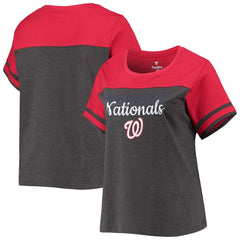 Washington Nationals Women's Plus Size Colorblock T-Shirt - Heathered Charcoal/Red