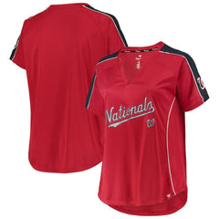 Washington Nationals Women's Plus Size Diva Notch Neck Raglan T-Shirt - Red