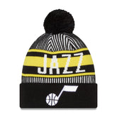Utah Jazz Striped Cuffed Pom Knit Hat - Navy | New Era for sale