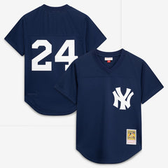 Rickey Henderson New York Yankees Cooperstown Collection Mesh Batting Practice Button-Up Jersey - Navy | Mitchell & Ness