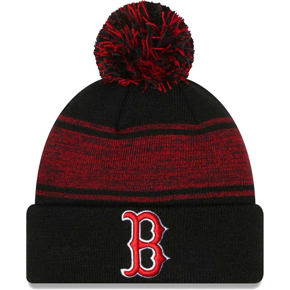 Boston Red Sox Chilled Cuffed Knit Hat with Pom - Black | New Era