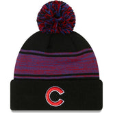 Chicago Cubs Chilled Cuffed Knit Hat with Pom - Black | New Era