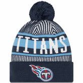 Tennessee Titans New Era Striped Cuffed Knit Hat with Pom - Navy sale