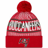 Tampa Bay Buccaneers New Era Striped Cuffed Knit Hat with Pom - Red outlet