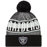 Las Vegas Raiders New Era Striped Cuffed Knit Hat with Pom - Black outlet