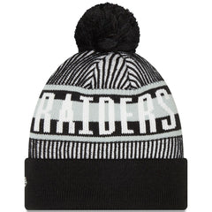 Las Vegas Raiders New Era Striped Cuffed Knit Hat with Pom - Black outlet