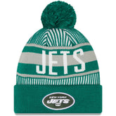 New York Jets New Era Striped Cuffed Knit Hat with Pom - Green sale