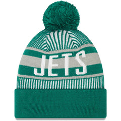 New York Jets New Era Striped Cuffed Knit Hat with Pom - Green sale
