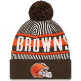Cleveland Browns New Era Striped Cuffed Knit Hat with Pom - Brown cheap