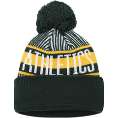 Athletics Youth Striped Cuffed Knit Hat with Pom - Green | New Era